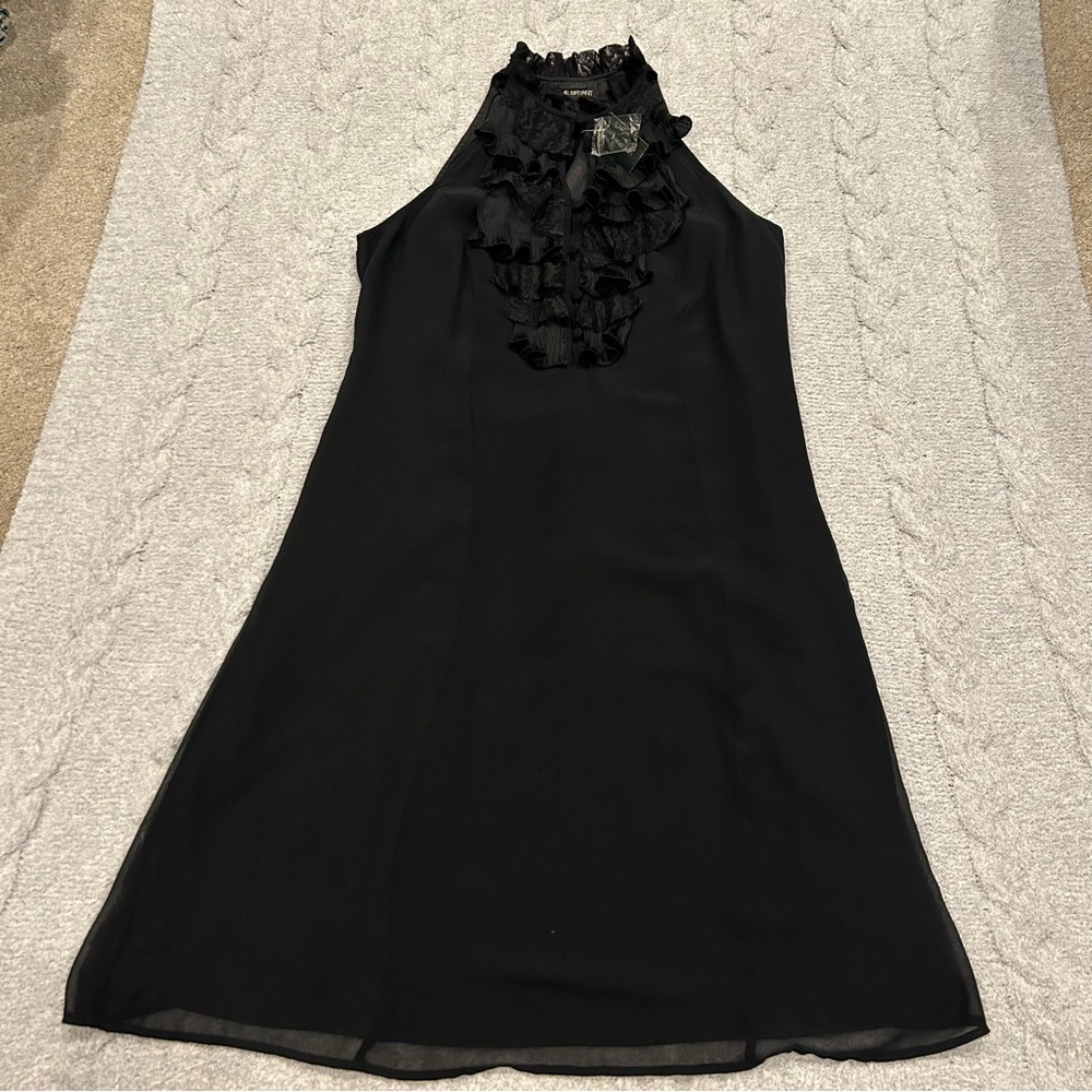 Lane Bryant NWT Elegant Black Knee Length Dress Size 14 Tie Back Gothic Whimsy